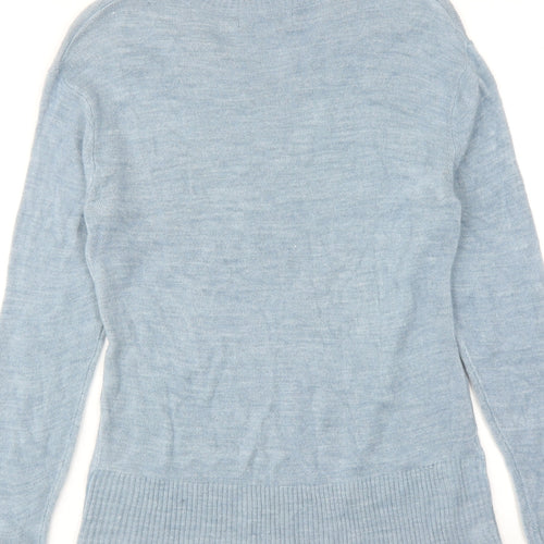 Marks and Spencer Womens Blue V-Neck Acrylic Pullover Jumper Size 10