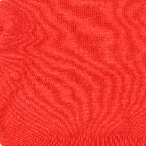 Marks and Spencer Womens Red Mock Neck Geometric Acrylic Pullover Jumper Size S