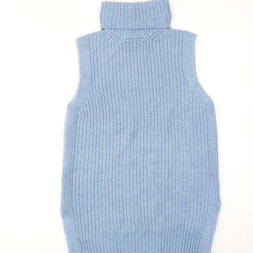 Marks and Spencer Womens Blue Roll Neck Polyester Vest Jumper Size S
