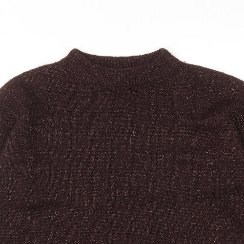 Warehouse Womens Brown Mock Neck Acrylic Pullover Jumper Size 8