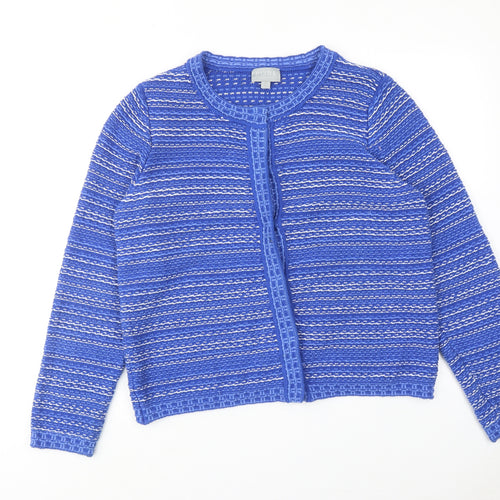 Pure Womens Blue Roll Neck Cotton Cardigan Jumper Size 18