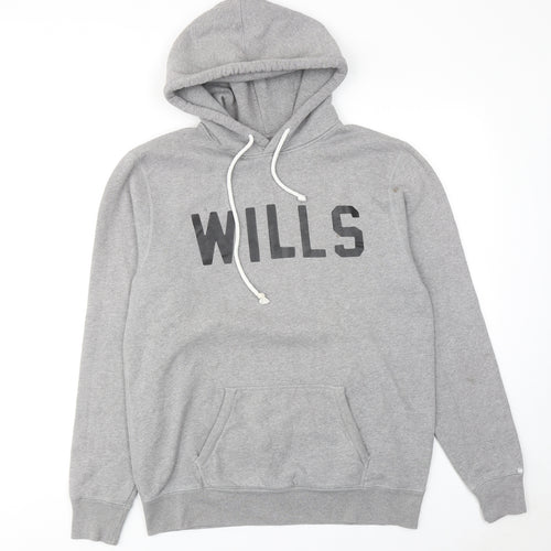 Jack Wills Mens Grey Cotton Pullover Hoodie Size M - Wills