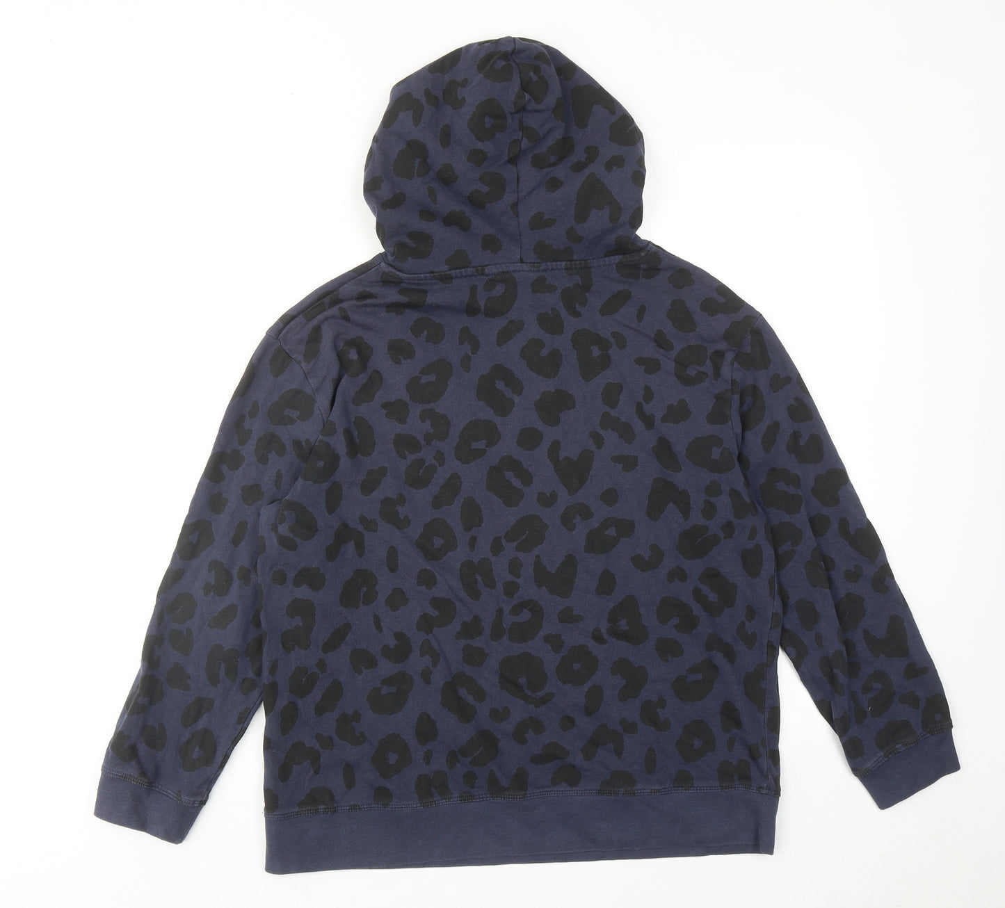 John Lewis Womens Blue Animal Print Cotton Pullover Hoodie Size S Pullover - Leopard pattern