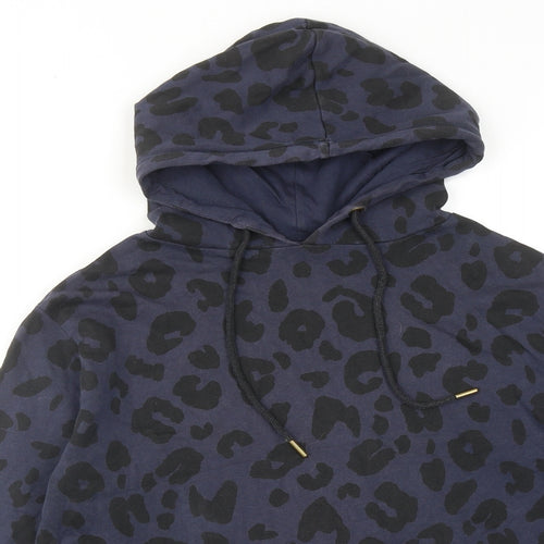 John Lewis Womens Blue Animal Print Cotton Pullover Hoodie Size S Pullover - Leopard pattern