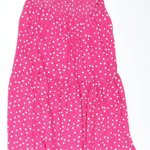 Pour Moi Womens Pink Polka Dot Viscose Maxi Size 14 Square Neck Pullover