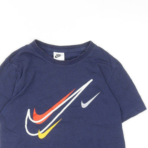 Nike Boys Blue Cotton Basic T-Shirt Size 11-12 Years Round Neck Pullover