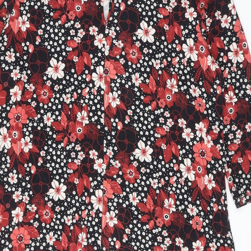 Marks and Spencer Womens Pink Floral Viscose A-Line Size 16 Round Neck Pullover