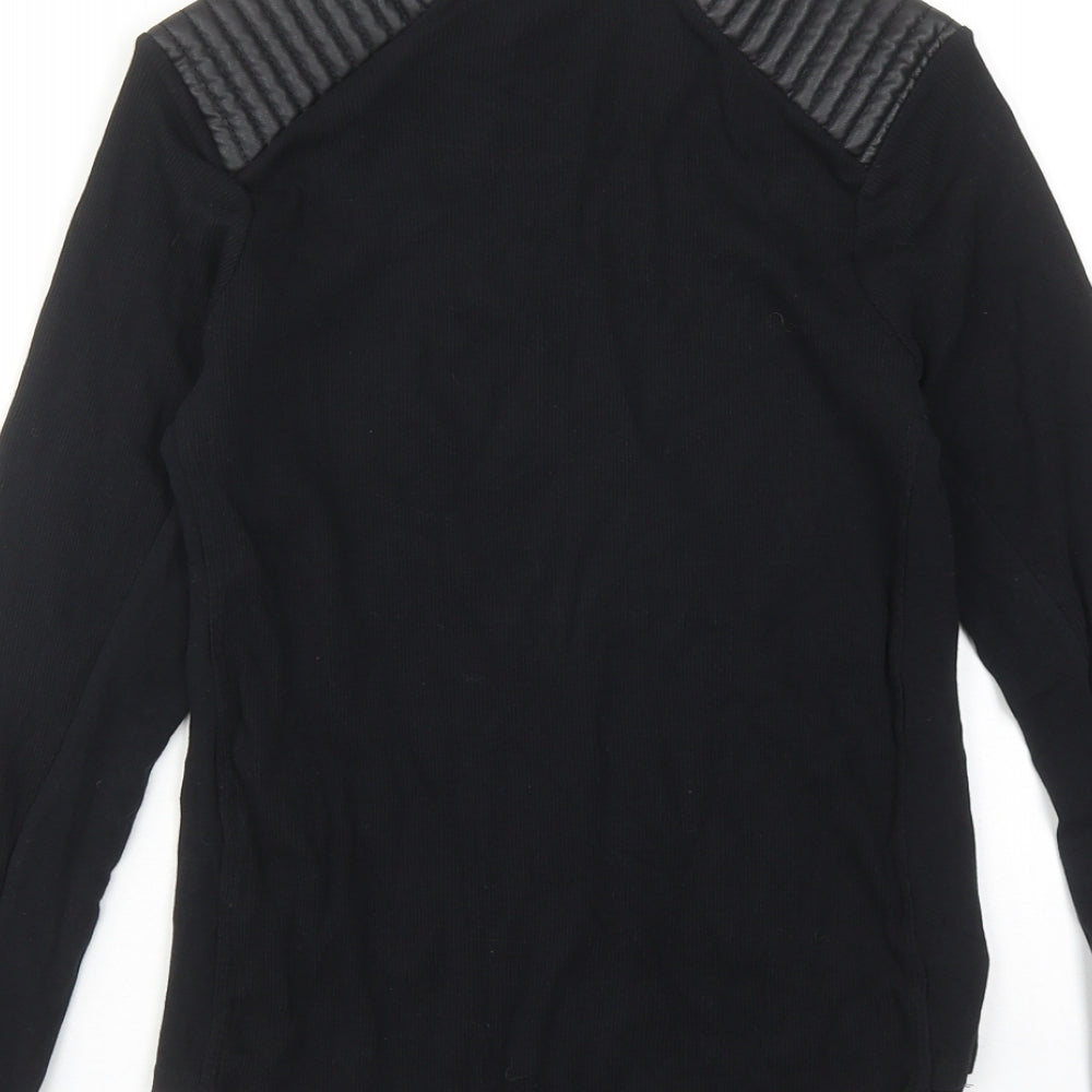 Zara Womens Black Round Neck Cotton Pullover Jumper Size M