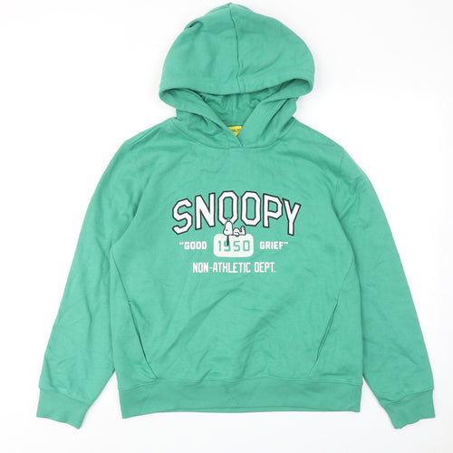 Peanuts Womens Green Cotton Pullover Hoodie Size XS Pullover - Snoopy