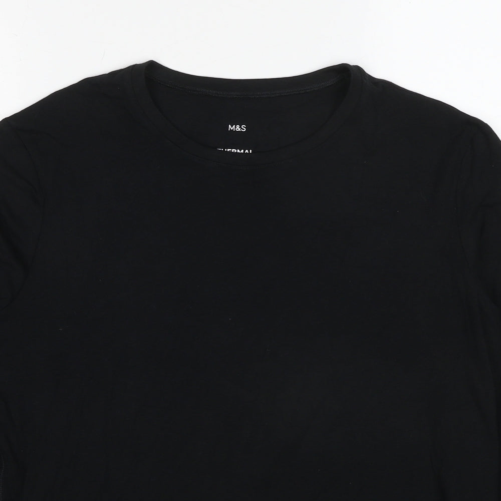 Marks and Spencer Mens Black Acrylic T-Shirt Size M Crew Neck