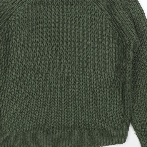 New Look Womens Green Round Neck Acrylic Pullover Jumper Size 6