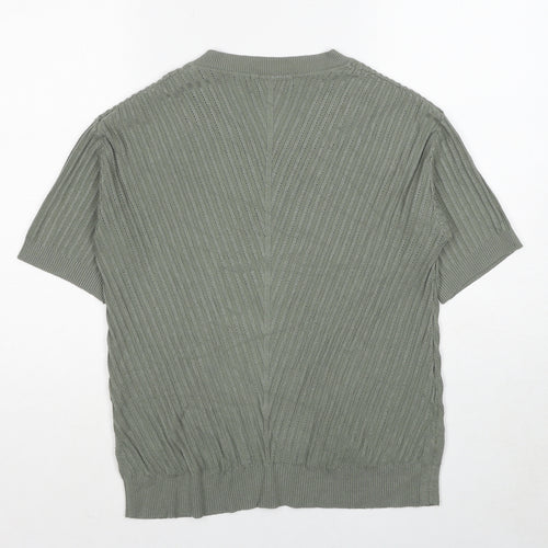Marks and Spencer Womens Green Viscose Basic T-Shirt Size S V-Neck