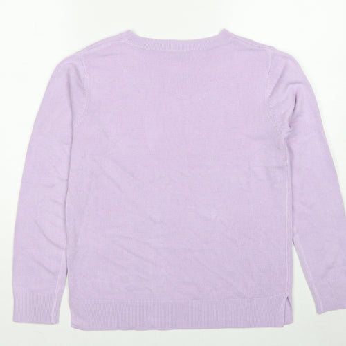 Marks and Spencer Womens Purple Boat Neck Acrylic Pullover Jumper Size 12