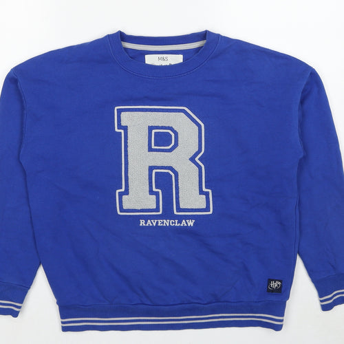 Marks and Spencer Boys Blue Cotton Pullover Sweatshirt Size 11-12 Years Pullover - Harry Potter Ravenclaw