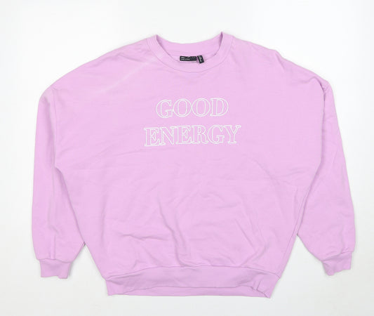 ASOS Womens Pink Cotton Pullover Sweatshirt Size 8 Pullover - Good Energy
