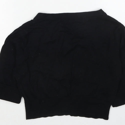 Marks and Spencer Womens Black V-Neck Cotton Cardigan Jumper Size 12