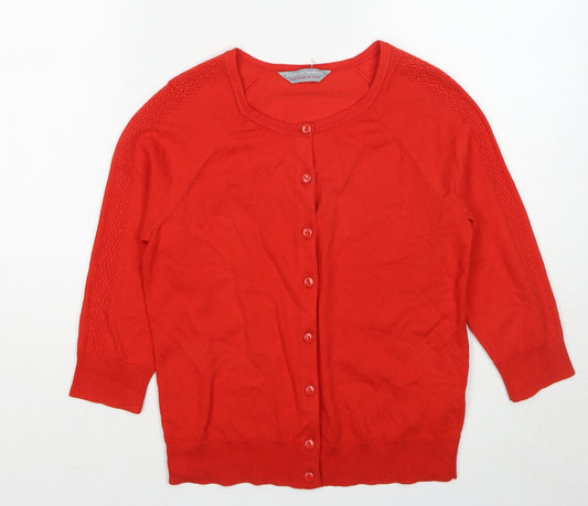 Dorothy Perkins Womens Red Boat Neck Cotton Cardigan Jumper Size 10