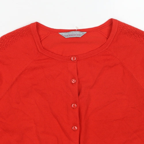 Dorothy Perkins Womens Red Boat Neck Cotton Cardigan Jumper Size 10
