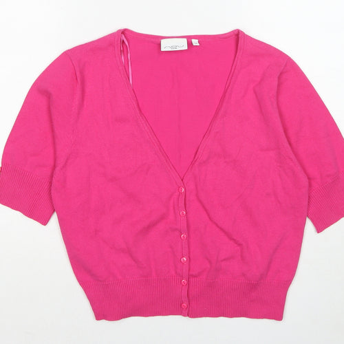 New Look Womens Pink V-Neck Cotton Cardigan Jumper Size 16