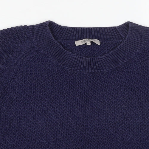 Great Plains London Womens Blue Round Neck Cotton Pullover Jumper Size XS