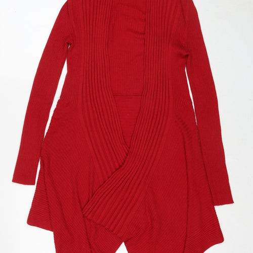 Marks and Spencer Womens Red Collared Polyamide Cardigan Jumper Size 12 - Asymmetric