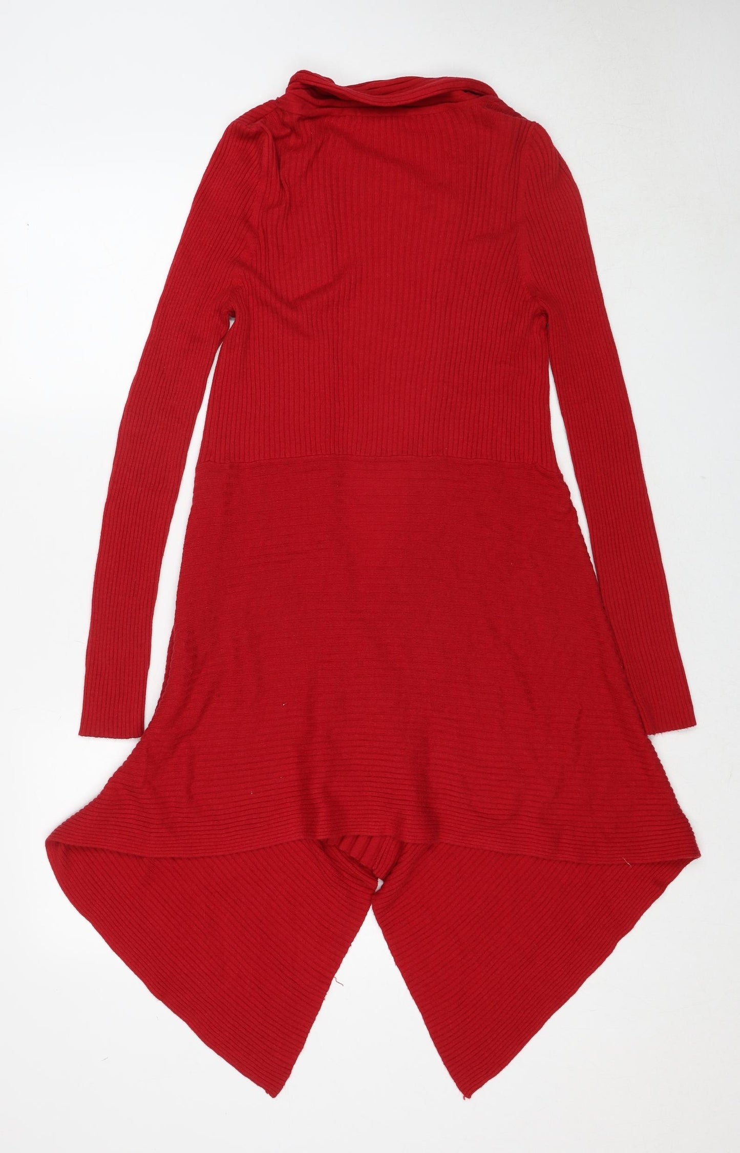 Marks and Spencer Womens Red Collared Polyamide Cardigan Jumper Size 12 - Asymmetric