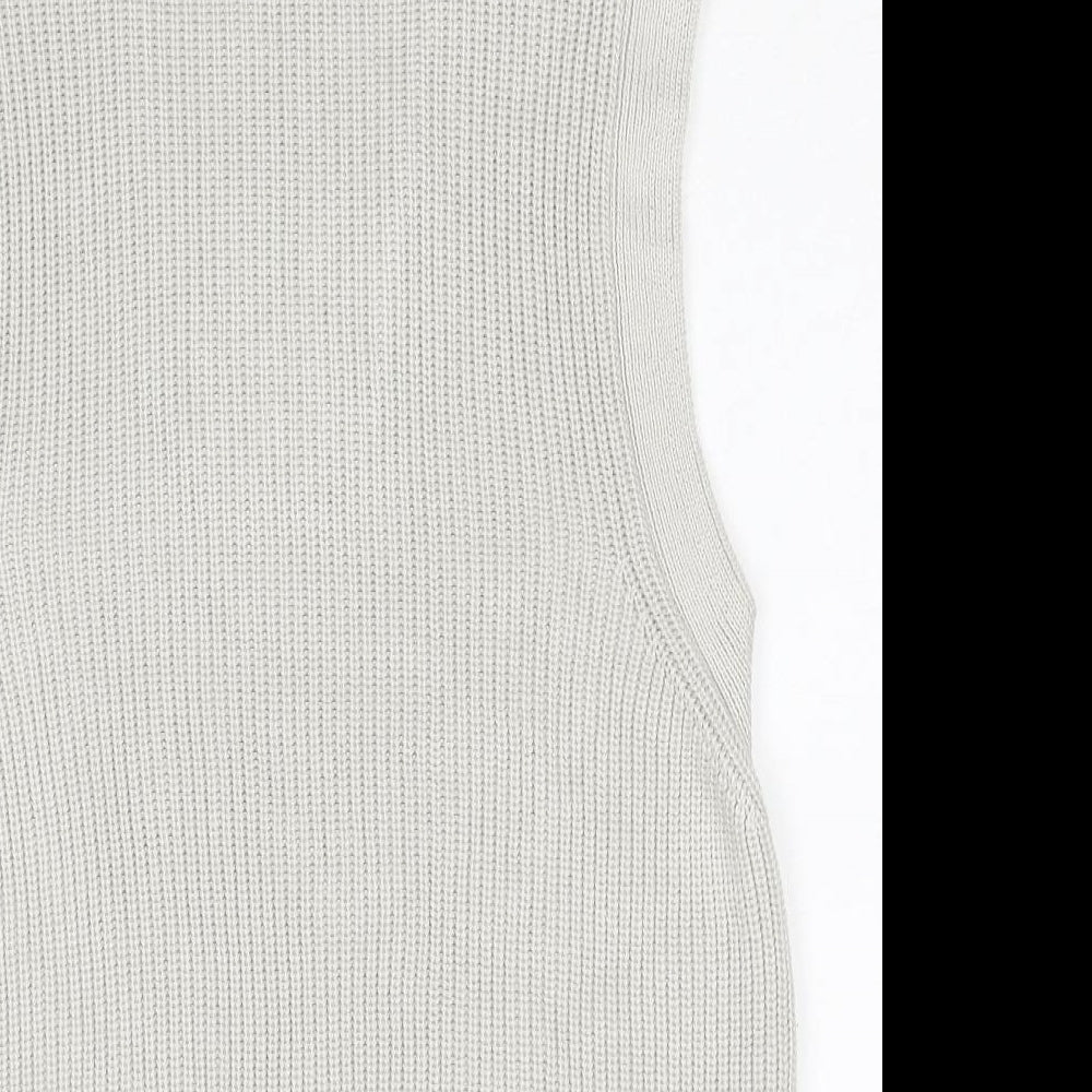 monari Womens Ivory High Neck Cotton Vest Jumper Size 10