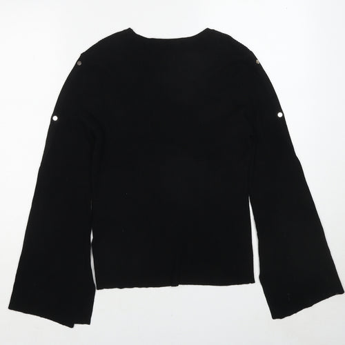 Miss Selfridge Womens Black Round Neck Viscose Pullover Jumper Size 12