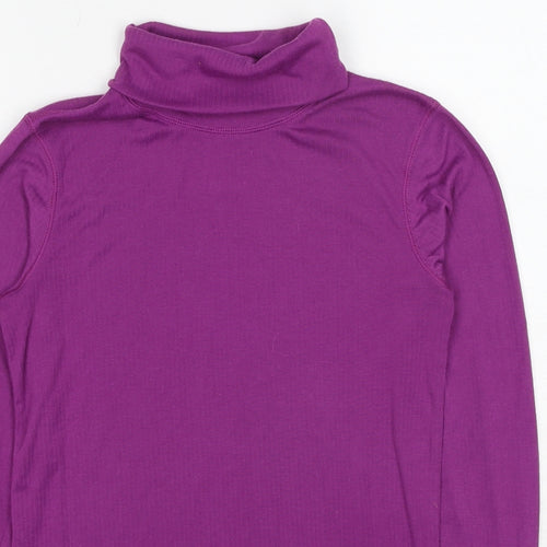 Mountain Warehouse Girls Purple Polyester Basic T-Shirt Size 13 Years Roll Neck Pullover