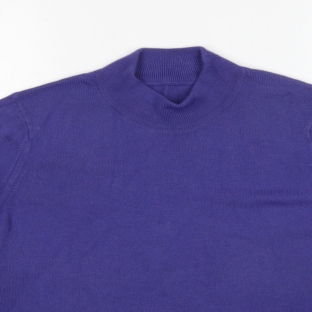 Marks and Spencer Womens Purple High Neck Acrylic Pullover Jumper Size 16