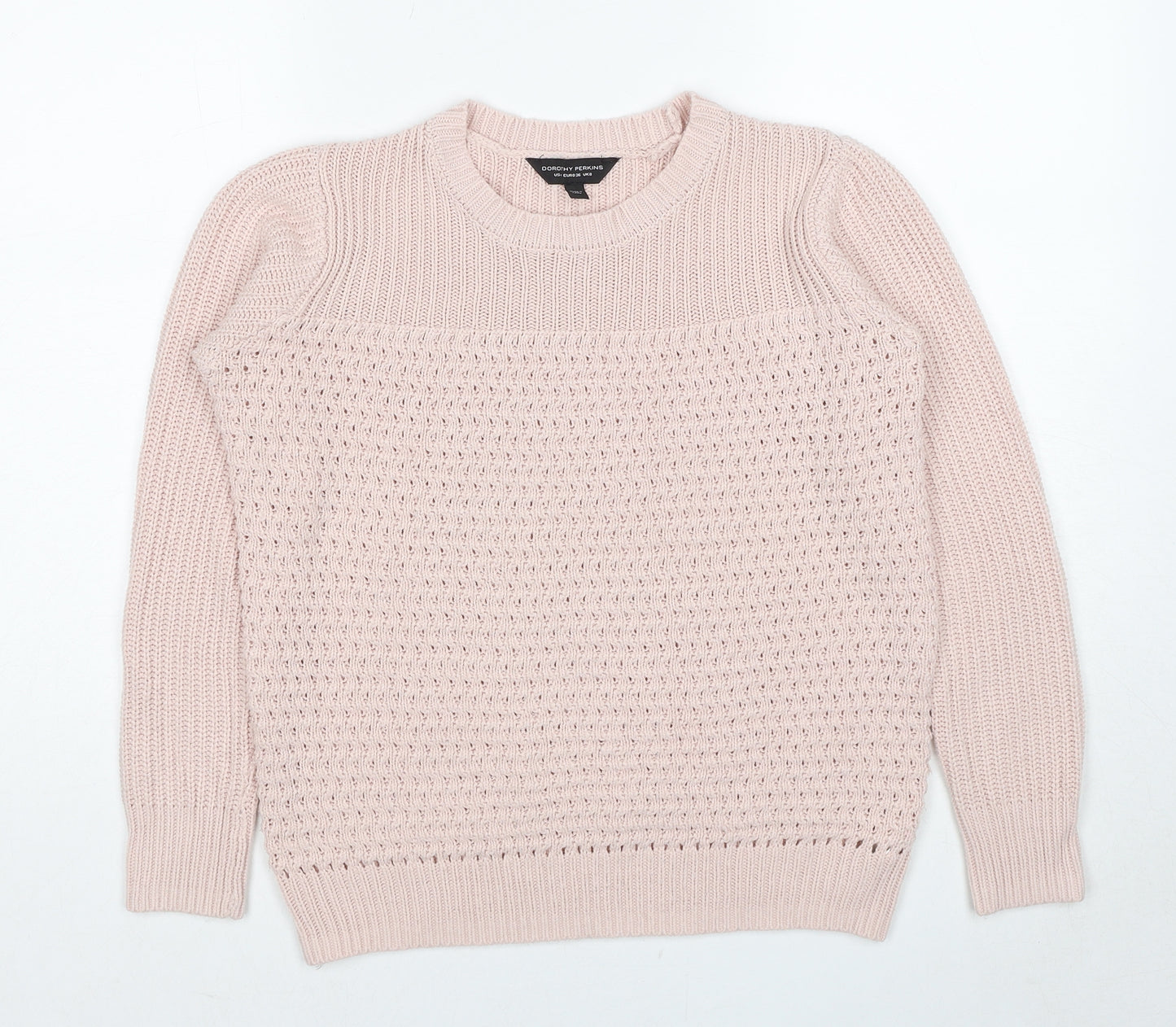 Dorothy Perkins Womens Pink Round Neck Acrylic Pullover Jumper Size 8