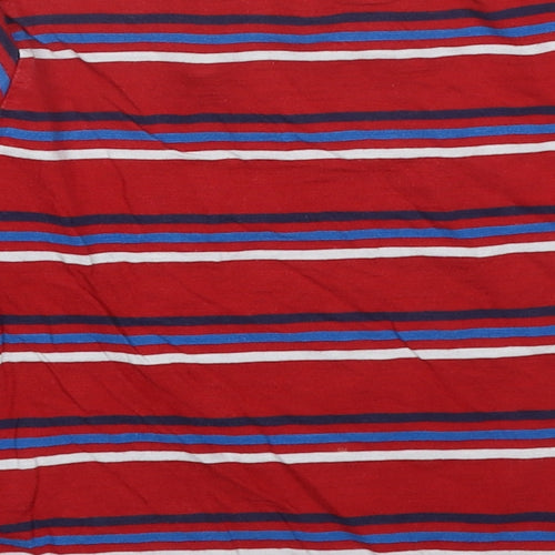 NEXT Boys Red Striped Cotton Basic T-Shirt Size 4-5 Years Round Neck Pullover