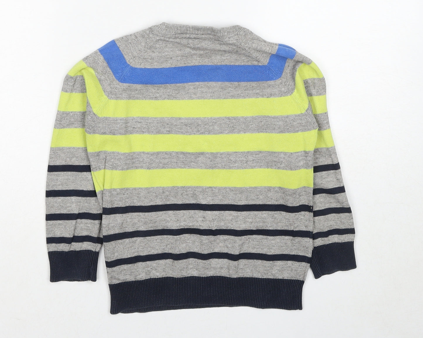 Mini Club Boys Multicoloured Crew Neck Striped Cotton Pullover Jumper Size 5-6 Years Pullover