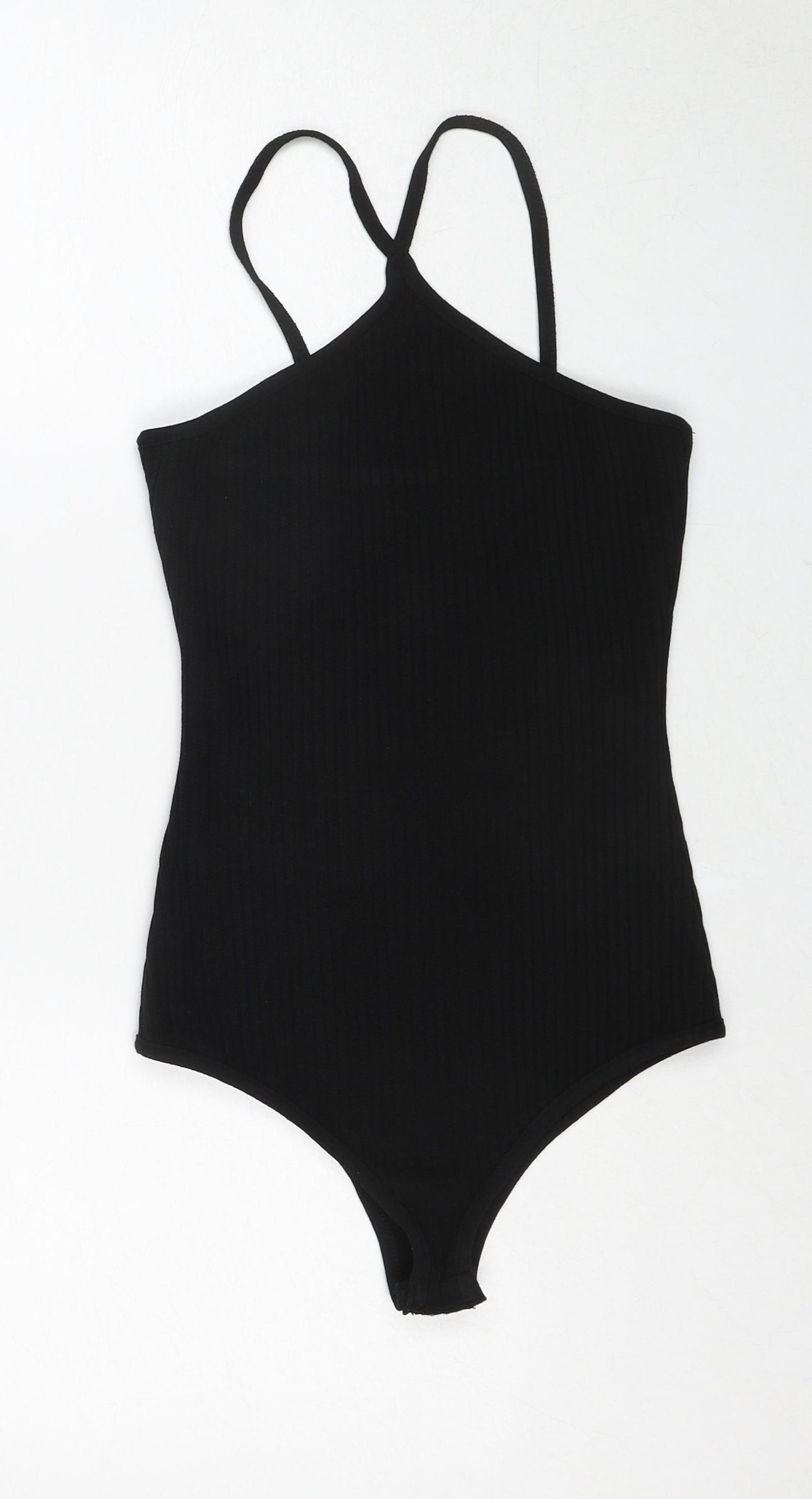 Amanti Womens Black Rubber Bodysuit One-Piece Size L Snap