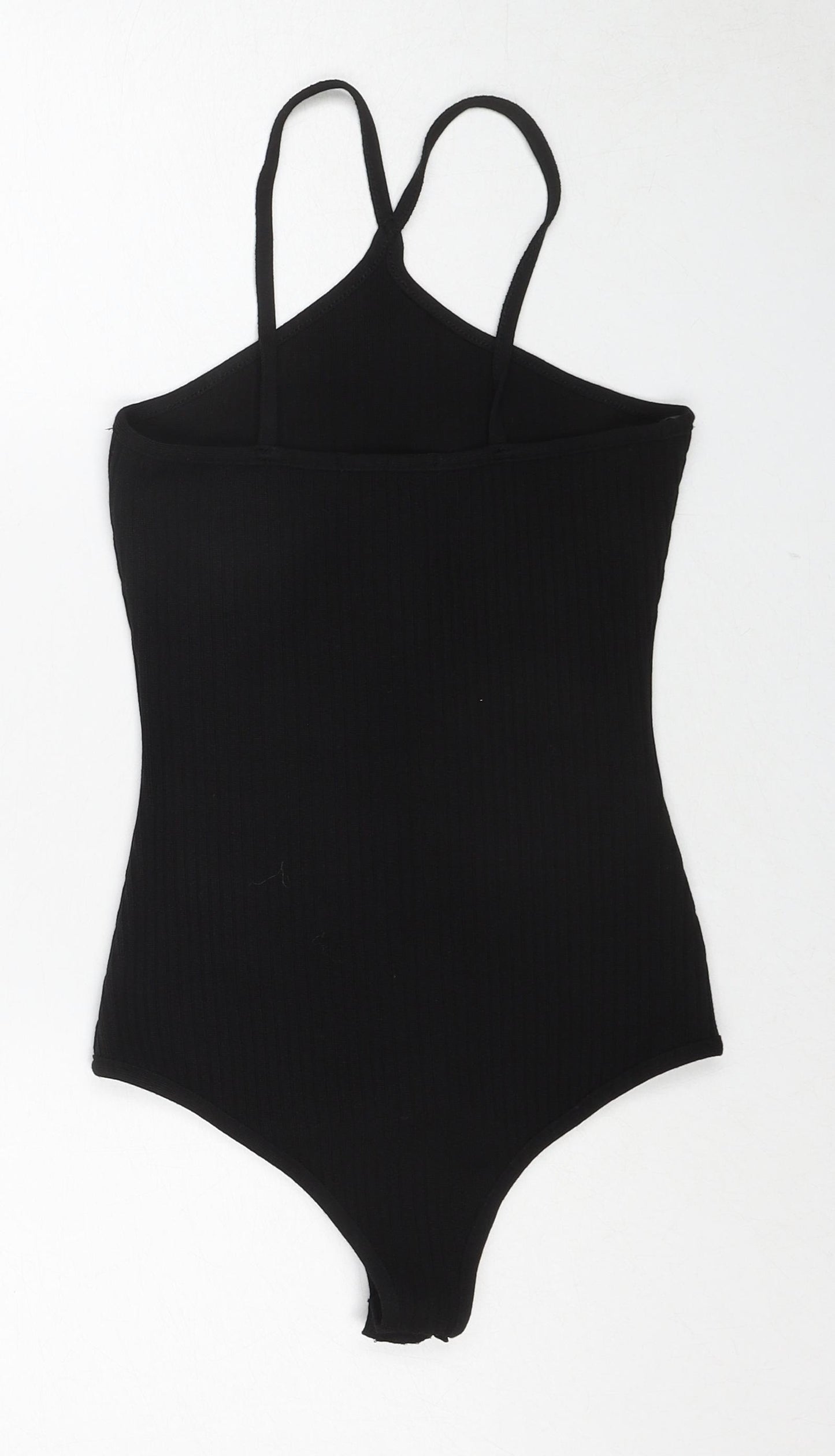 Amanti Womens Black Rubber Bodysuit One-Piece Size L Snap