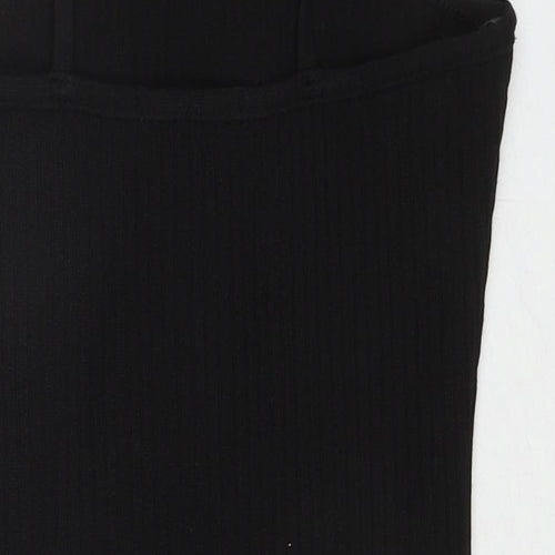 Amanti Womens Black Rubber Bodysuit One-Piece Size L Snap