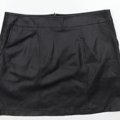 NEXT Womens Black Polyethylene A-Line Skirt Size 14 Zip