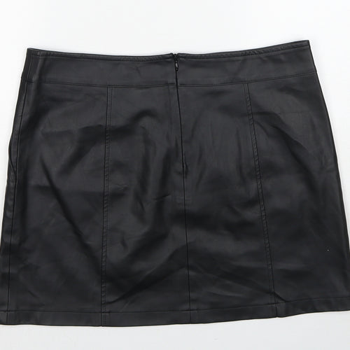 NEXT Womens Black Polyethylene A-Line Skirt Size 14 Zip