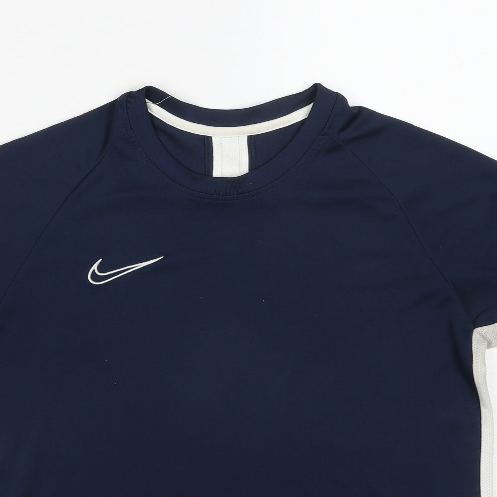Nike Boys Blue Polyester Basic T-Shirt Size 13-14 Years Round Neck Pullover