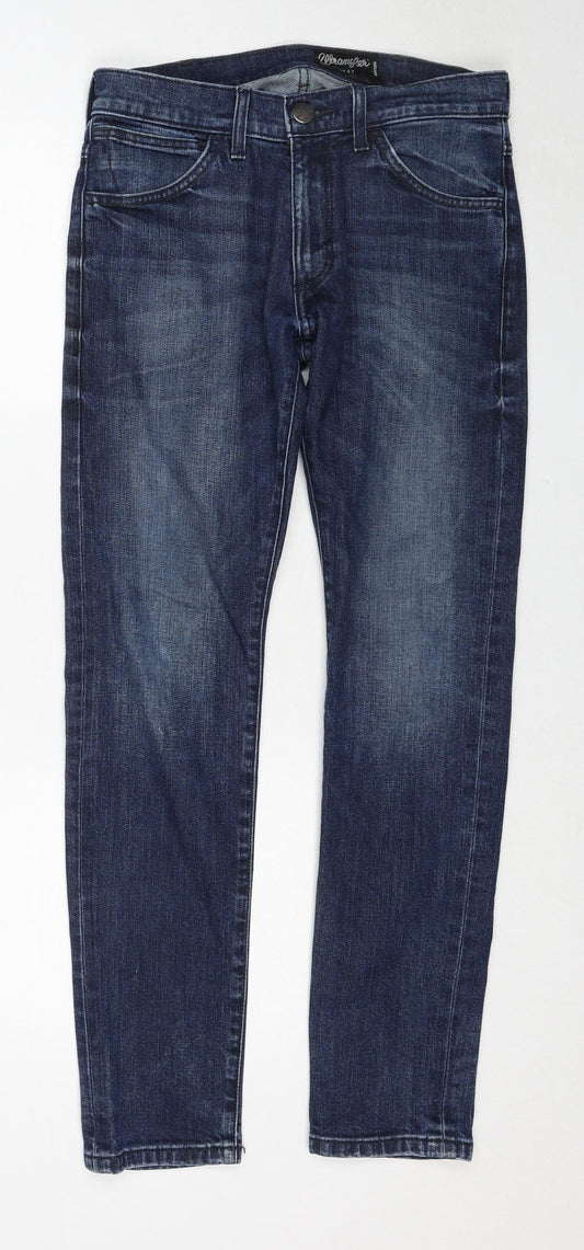 Wrangler Mens Blue Cotton Straight Jeans Size 29 in L30 in Regular Zip