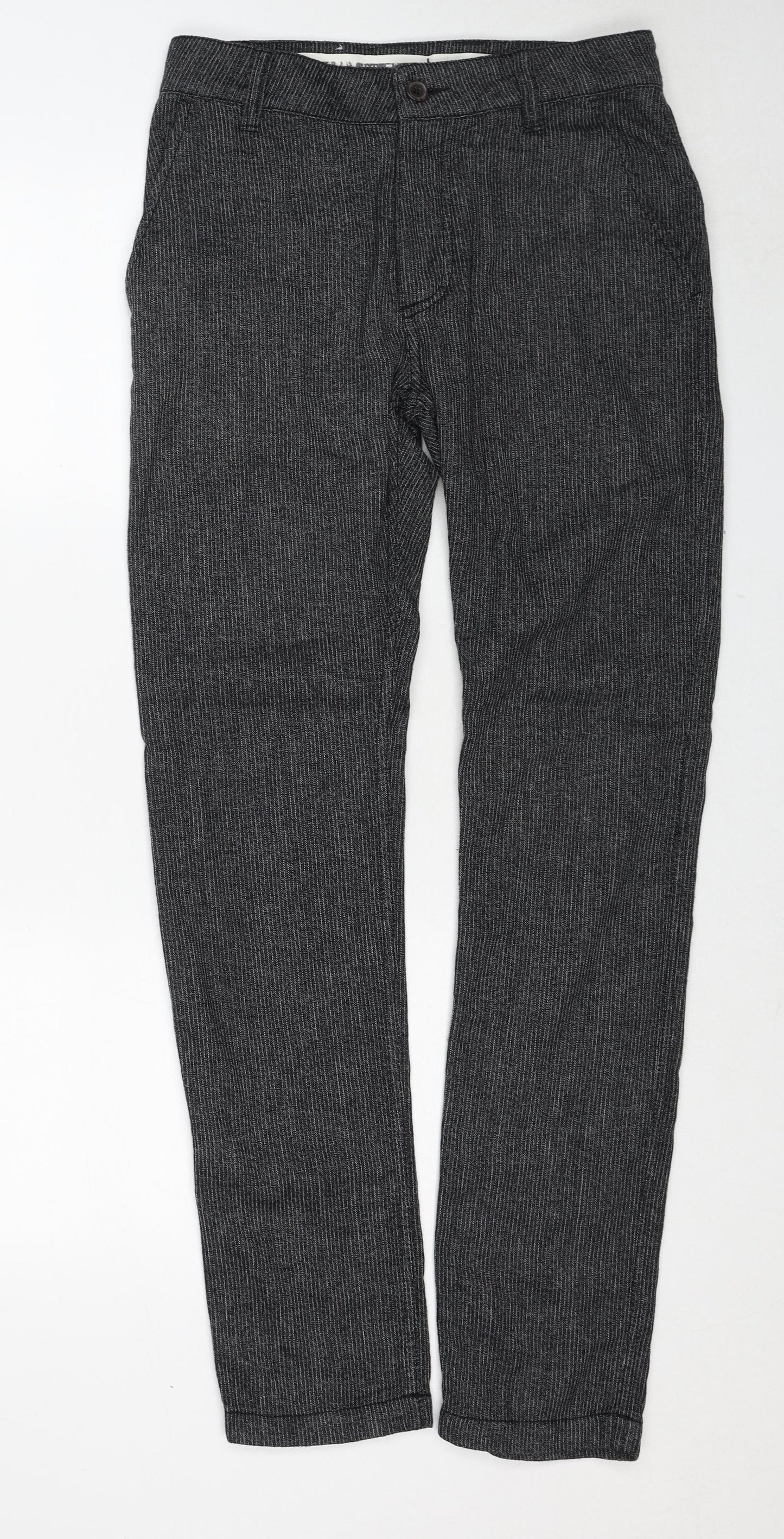 Firetrap Mens Grey Striped Cotton Trousers Size 28 in Regular Zip