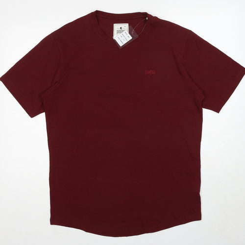 PANGEA Mens Red Cotton T-Shirt Size XL Crew Neck