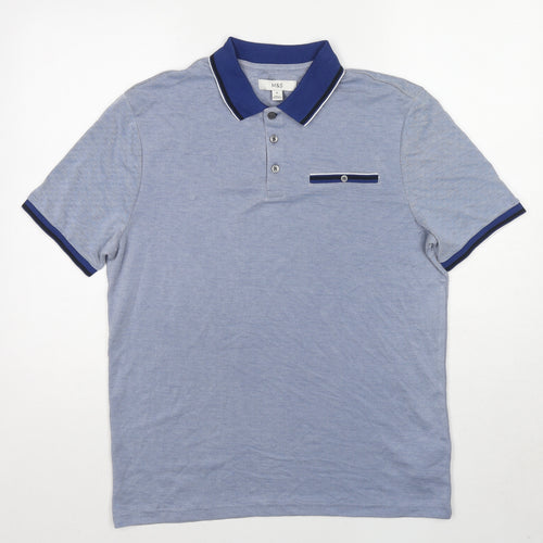 NEXT Mens Blue Modal Polo Size M Collared Pullover