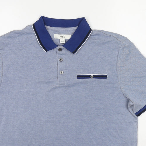 NEXT Mens Blue Modal Polo Size M Collared Pullover