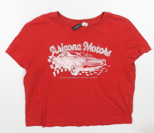 H&M Womens Red Cotton Basic T-Shirt Size L Round Neck - Arizona Motors