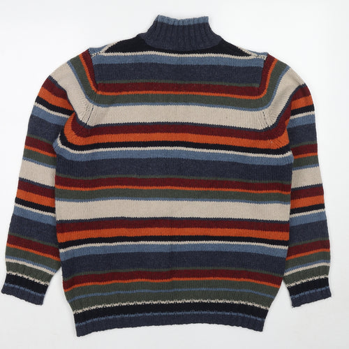Marks and Spencer Womens Multicoloured Mock Neck Striped Wool Pullover Jumper Size M