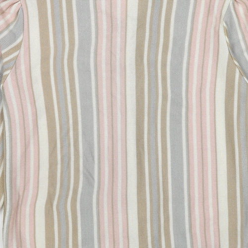 Grazia Womens Multicoloured Collared Striped Acrylic Pullover Jumper Size 10