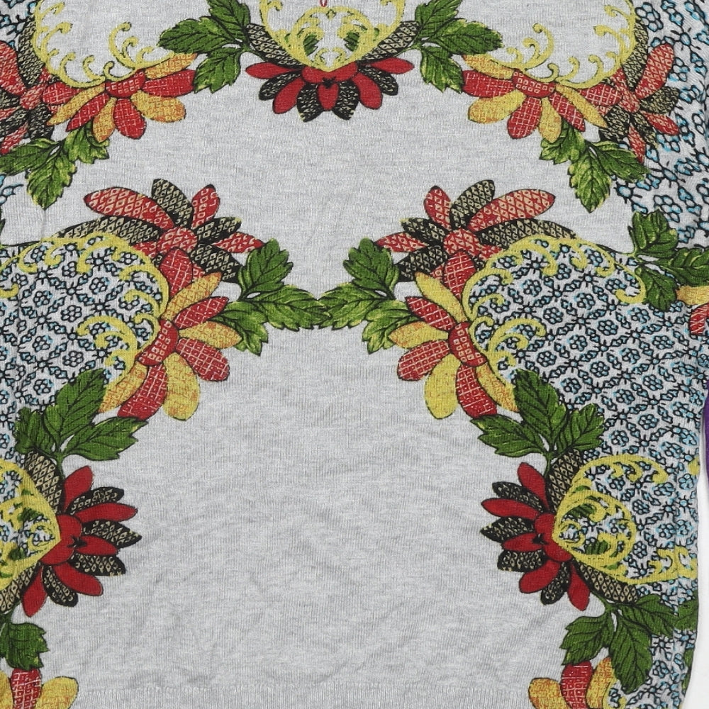 Designual Womens Multicoloured Round Neck Geometric Polyester Pullover Jumper Size M