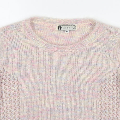 Hearts & Bows Womens Multicoloured Round Neck Acrylic Pullover Jumper Size M - Size M-L