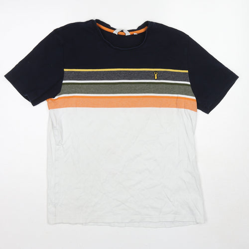 NEXT Mens Multicoloured Colourblock Cotton T-Shirt Size L Round Neck